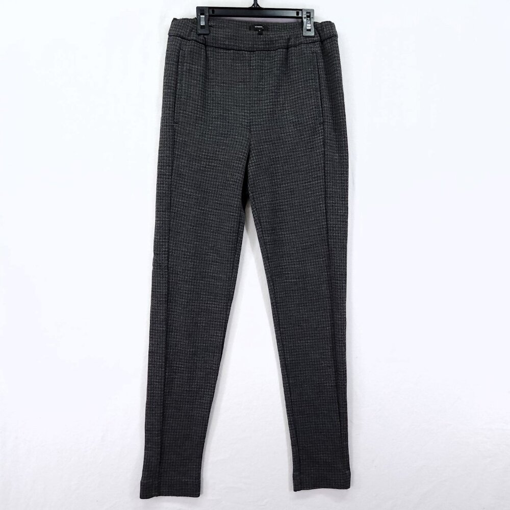 Theory Cropped High Rise Pull-On Pant in Houndstooth Wool Flannel Size Small